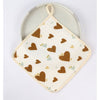 Prosop Absorbant din Bumbac pentru Bebelusi, Flippy, 25x25 cm, Model Inimioare, cu Agatatoare, Bej-0
