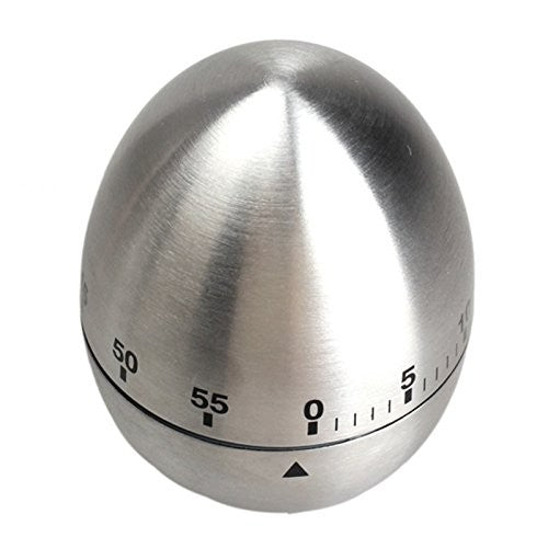 Cronometru de Bucatarie, Flippy, Mecanic, Forma de Ou, din Otel Inoxidabil, 60 min Timer, 8 x 6 cm, Argintiu-3