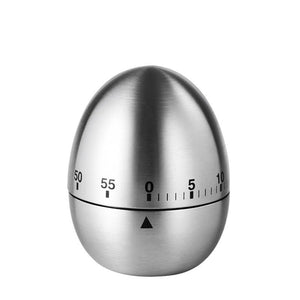 Cronometru de Bucatarie, Flippy, Mecanic, Forma de Ou, din Otel Inoxidabil, 60 min Timer, 8 x 6 cm, Argintiu-0