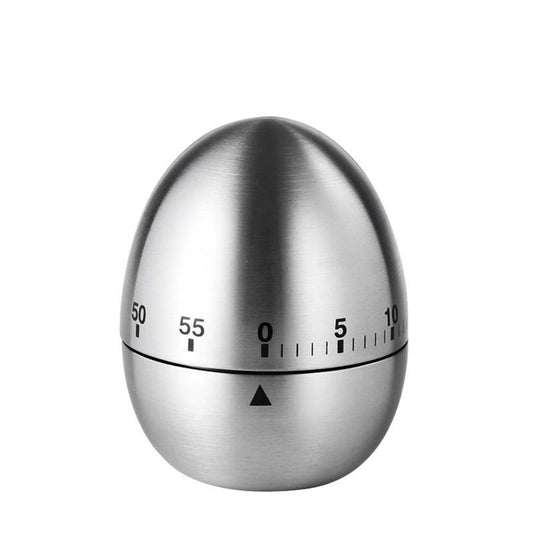 Cronometru de Bucatarie, Flippy, Mecanic, Forma de Ou, din Otel Inoxidabil, 60 min Timer, 8 x 6 cm, Argintiu-0