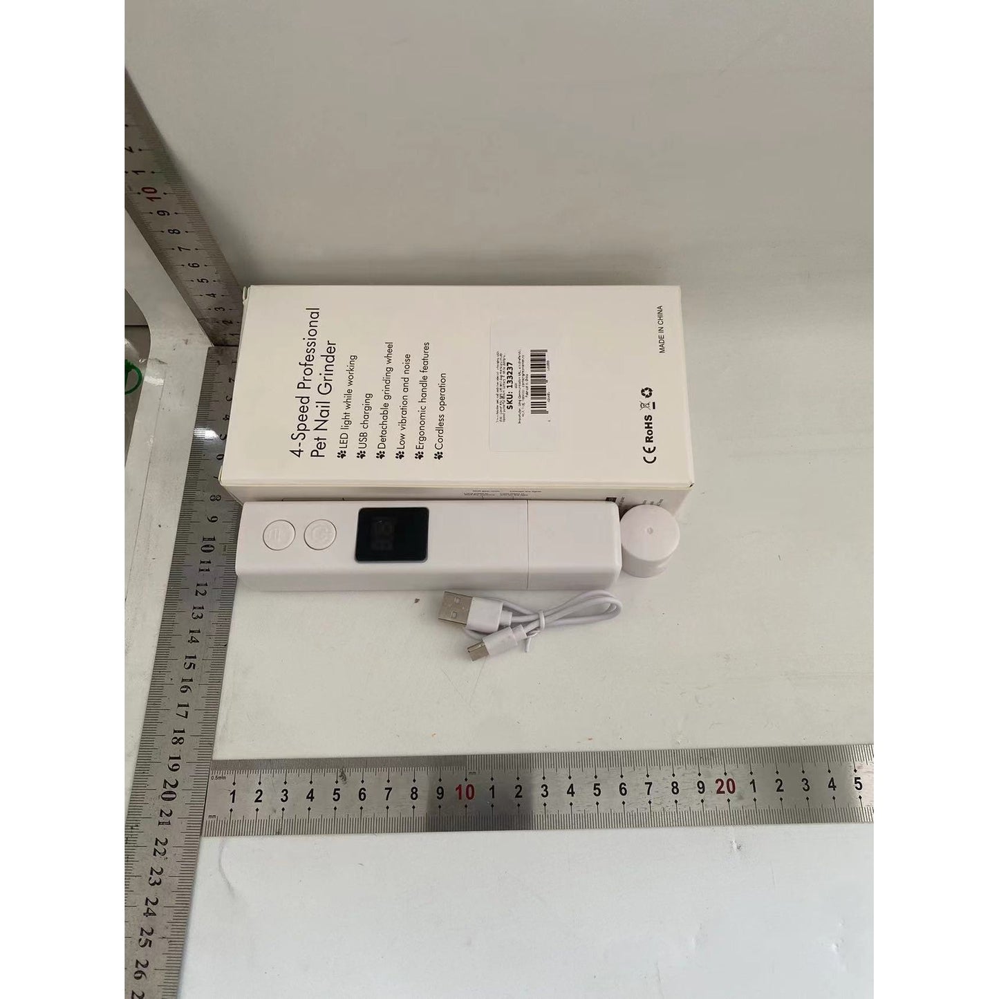 Pila Electrica pentru Animalute, Flippy, Incarcare USB, Capac Impotriva Prafului, Display Electronic, Mai Multe Viteze, Alb-1