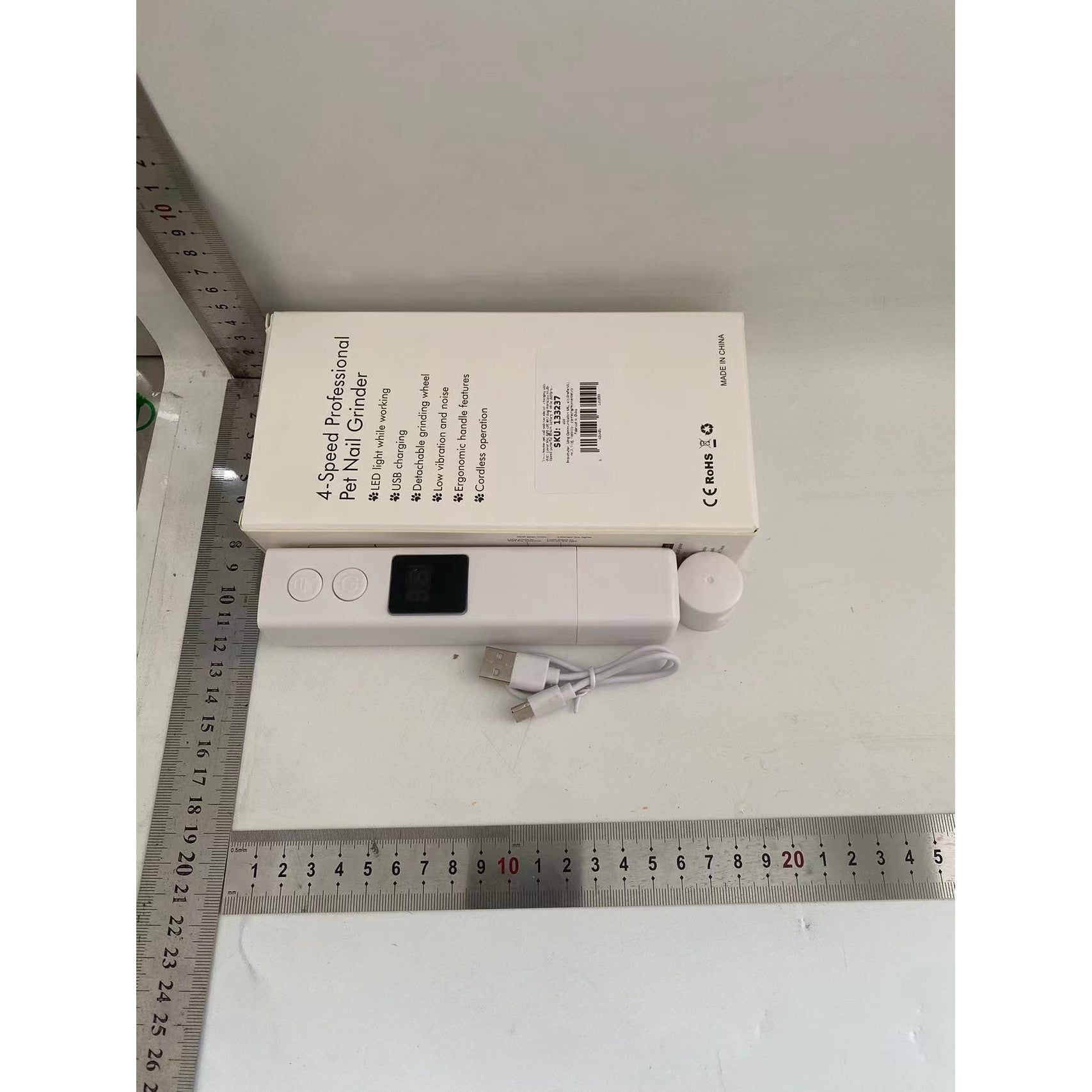 Pila Electrica pentru Animalute, Flippy, Incarcare USB, Capac Impotriva Prafului, Display Electronic, Mai Multe Viteze, Alb-1