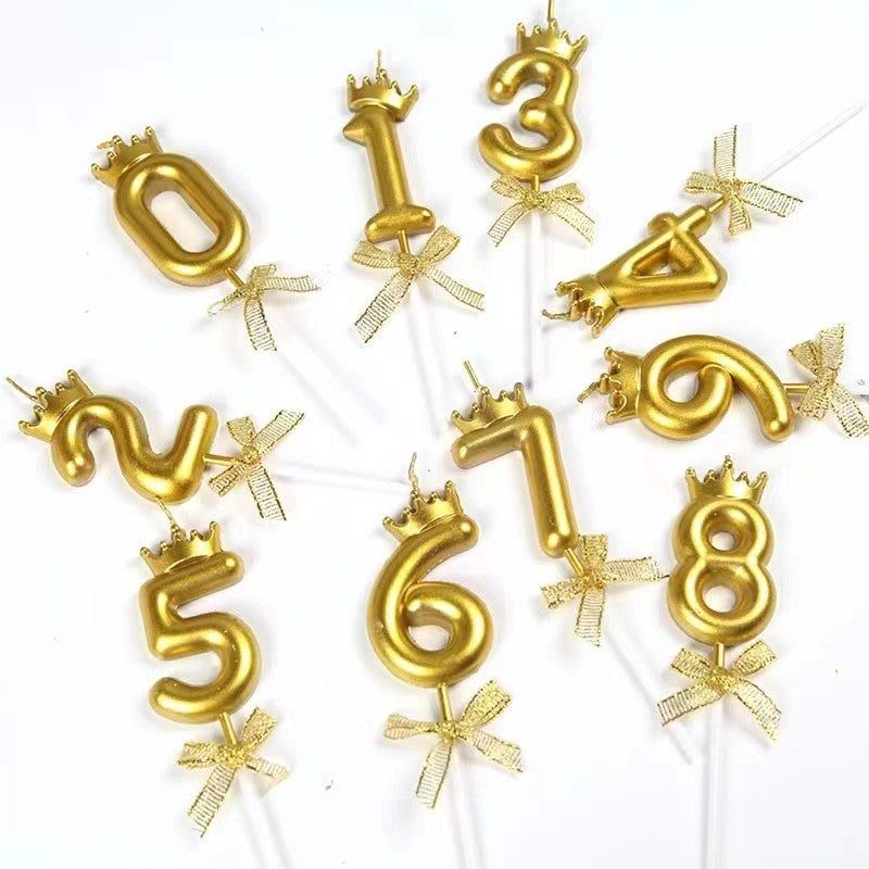 Lumanare Cifra 8, Model Coroana, Gold, Flippy, Party-0