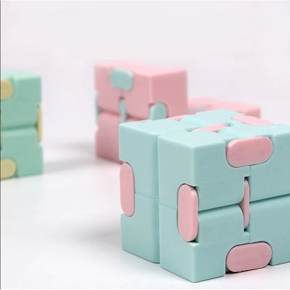 Cub antistres, Fidget Toy, Infinity Magic Cube, Albastru/Roz, 4x4x4 cm-4