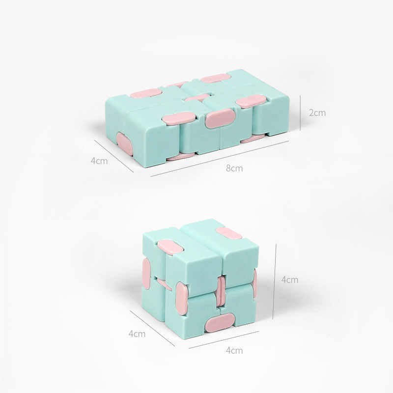 Cub antistres, Fidget Toy, Infinity Magic Cube, Albastru/Roz, 4x4x4 cm-5