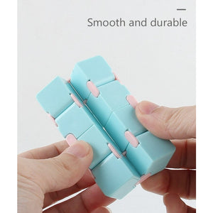 Cub antistres, Fidget Toy, Infinity Magic Cube, Albastru/Roz, 4x4x4 cm-0