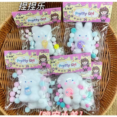 Jucarie Antistres Squishy, Flippy, cu Revenire Lenta, Model Animalut, Ambalaj Transparent, Alb-0