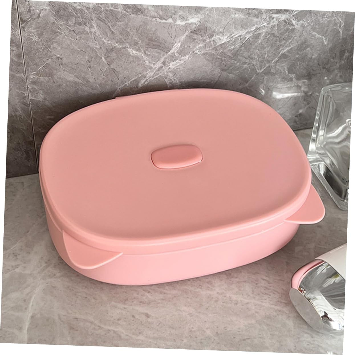 Cutie Organizatoare cu Oglinda, Flippy, 4 Compartimente, pentru Cosmetice si Accesorii, din ABS, 17x13x6 cm, Roz-6