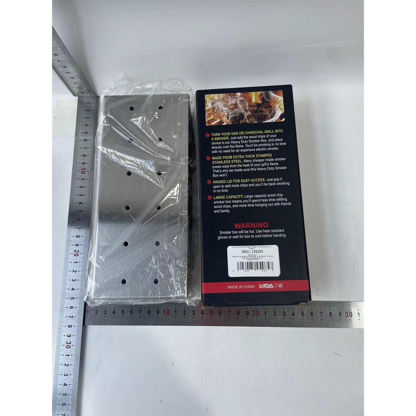 Cutie de afumator pentru gratar Flippy, Inox, 9.6x4.4x22.2 cm, Argintiu-7