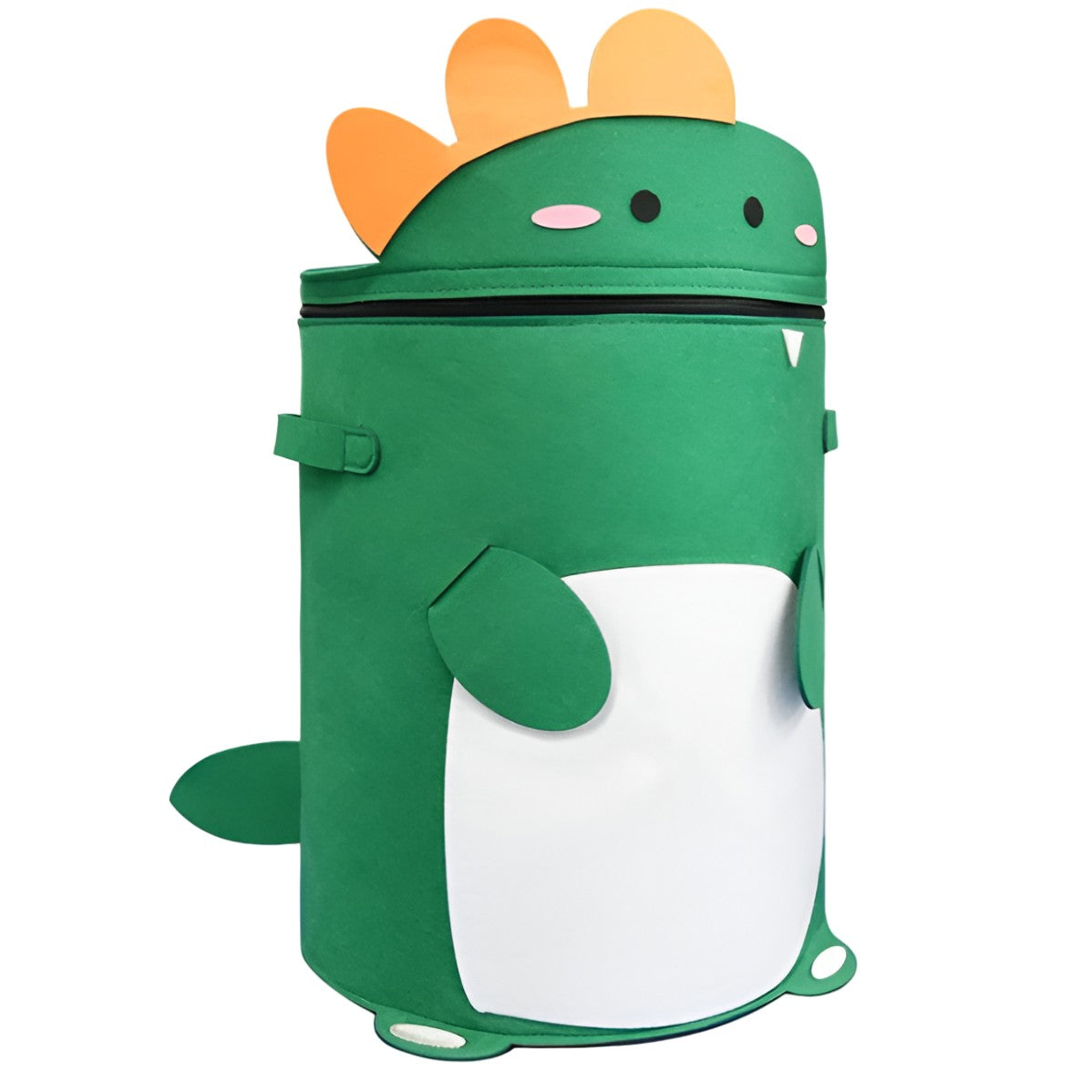 Cutie de Depozitare 2In1, Flippy, Impermeabila, Covor pentru Jucarii si Lego 150cm, Capacitate Mare, cu Manere, cu Sfori, Inaltime 40cm, Model Dinozaur, Verde-0