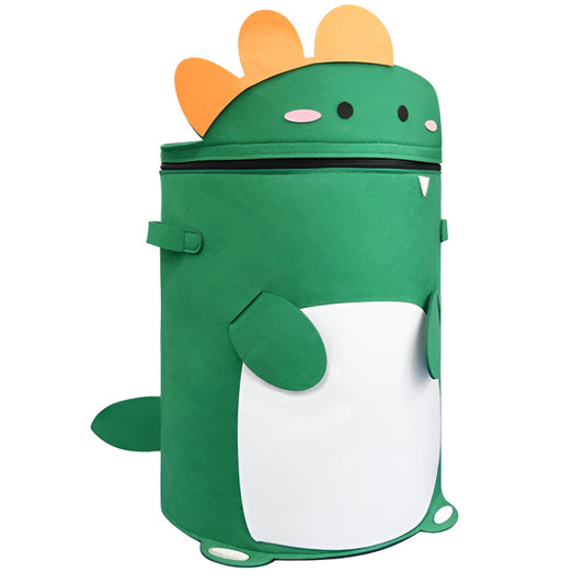Cutie de Depozitare 2In1, Flippy, Impermeabila, Covor pentru Jucarii si Lego 150cm, Capacitate Mare, cu Manere, cu Sfori, Inaltime 40cm, Model Dinozaur, Verde-0