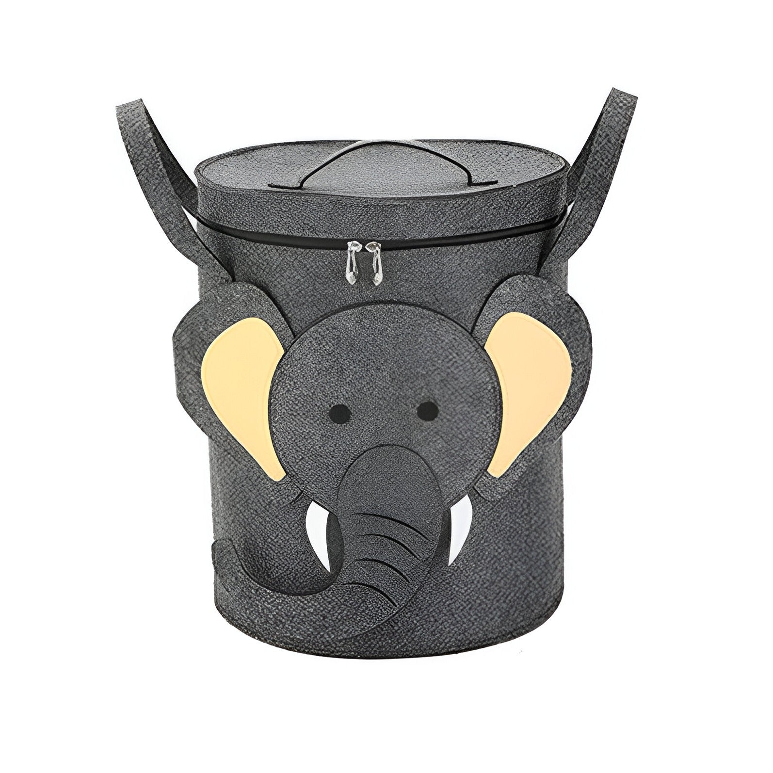 Cutie de Depozitare 2In1, Flippy, Impermeabila, Covor pentru Jucarii si Lego 150cm, Capacitate Mare, cu Manere, cu Sfori, Inaltime 40cm, Model Elefan, Gri-0