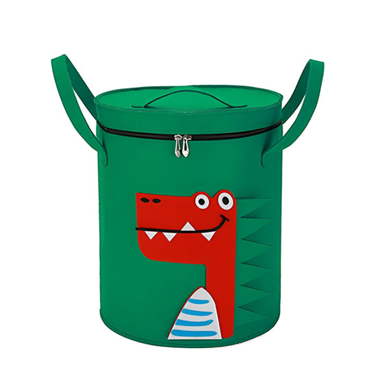 Cutie de Depozitare 2In1, Flippy, Impermeabila, Covor pentru Jucarii si Lego 150cm, Capacitate Mare, cu Manere, cu Sfori, Inaltime 40cm, Model Crocodil, Verde-0