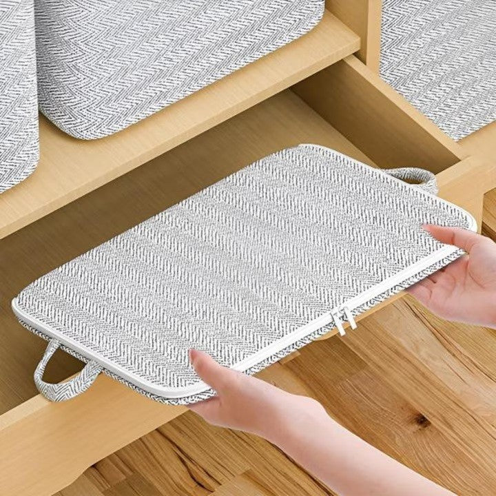 Cutie de Depozitare cu Fermoar, Flippy, Pliabila, Maner Ranforsat, Fermoar Rezistent, pentru Haine, Paturi, Plapumi, Perne, Lenjerii de Pat, Jucarii, 61x50x71 cm, 210 Litri, Gri-4