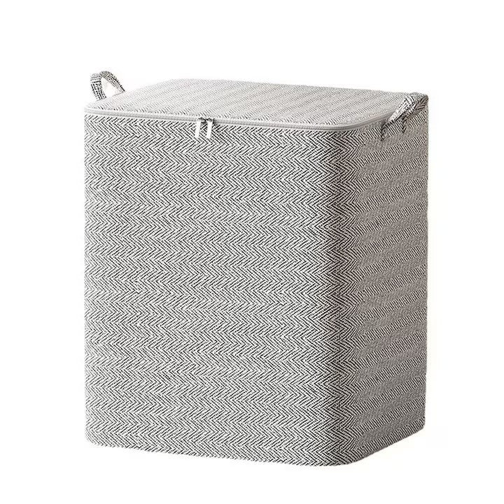 Cutie de Depozitare cu Fermoar, Flippy, Pliabila, Maner Ranforsat, Fermoar Rezistent, pentru Haine, Paturi, Plapumi, Perne, Lenjerii de Pat, Jucarii, 61x50x71 cm, 210 Litri, Gri-0