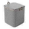 Cutie de Depozitare cu Fermoar, Flippy, Pliabila, Maner Ranforsat, Fermoar Rezistent, pentru Haine, Paturi, Plapumi, Perne, Lenjerii de Pat, Jucarii, 56x45x56 cm, 140 Litri, in Carouri, Alb-Negru-0