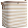 Cutie de Depozitare cu Fermoar, Flippy, Pliabila, Maner Ranforsat, Fermoar Rezistent, pentru Haine, Paturi, Plapume, Perne, Lenjerii de Pat, Jucarii, 56x45x56 cm, 150 Litri, in Dungi, Bej-0