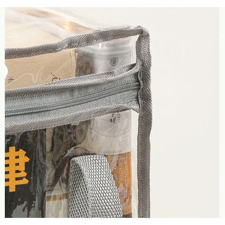 Cutie de Depozitare, Flippy, din PVC + Textil, Rezistenta la Apa, Geanta pentru Carti, 23x17x28 cm, Transparent-Negru-4