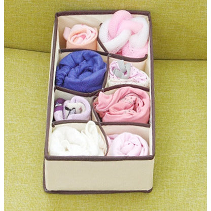 Cutie De Depozitare, Flippy, Pentru Lenjerie, Sosete Si Sutiene, Material Textil, 8 Compartimente, 32 x 16 x 10 cm, Culoare Bej-1