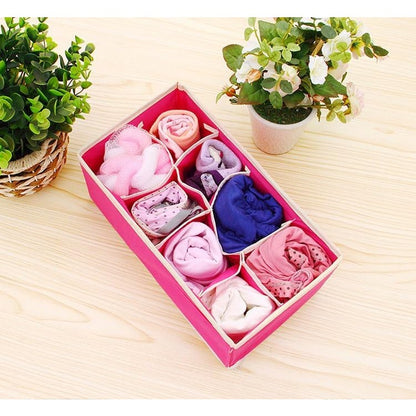 Cutie De Depozitare, Flippy, Pentru Lenjerie, Sosete Si Sutiene, Material Textil, 8 Compartimente, 32 x 16 x 10 cm, Culoare Roz-2