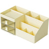 Cutie de Depozitare pentru Birou, Flippy, Pentru Makeup, Papetarie, Organizator Cosmetice, 2 Sertare si Compartimente Multiple, Model Iepuras, Plastic, 27.5x15.5x12 cm, Crem-0