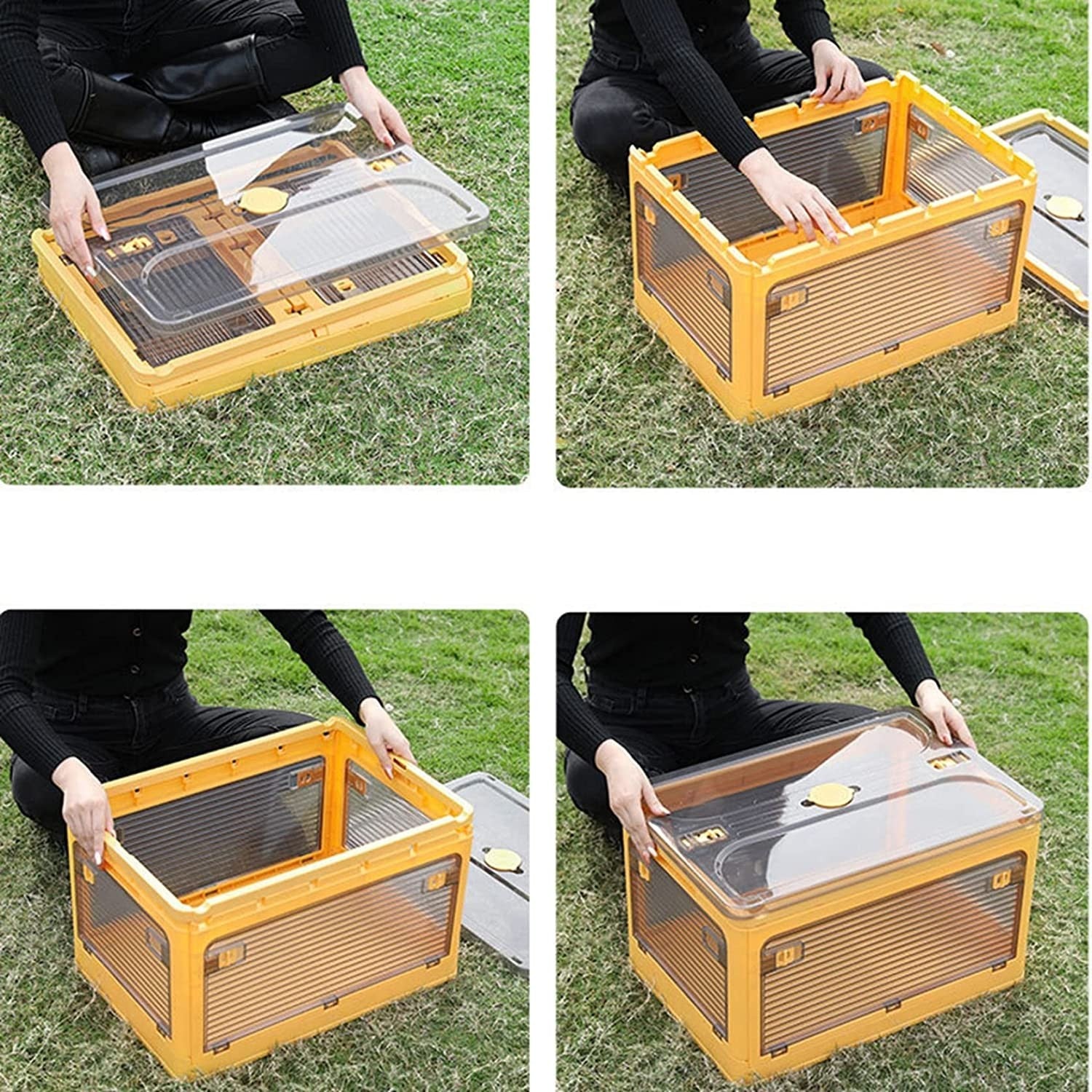 Cutie de depozitare pliabila, Flippy, Cu capac, 40 L, Plastic, 47x35x24.5 cm, Portocaliu-2