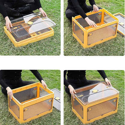 Cutie de depozitare pliabila, Flippy, Cu capac, 85 L, Plastic, 60x42x34 cm, Albastru-2