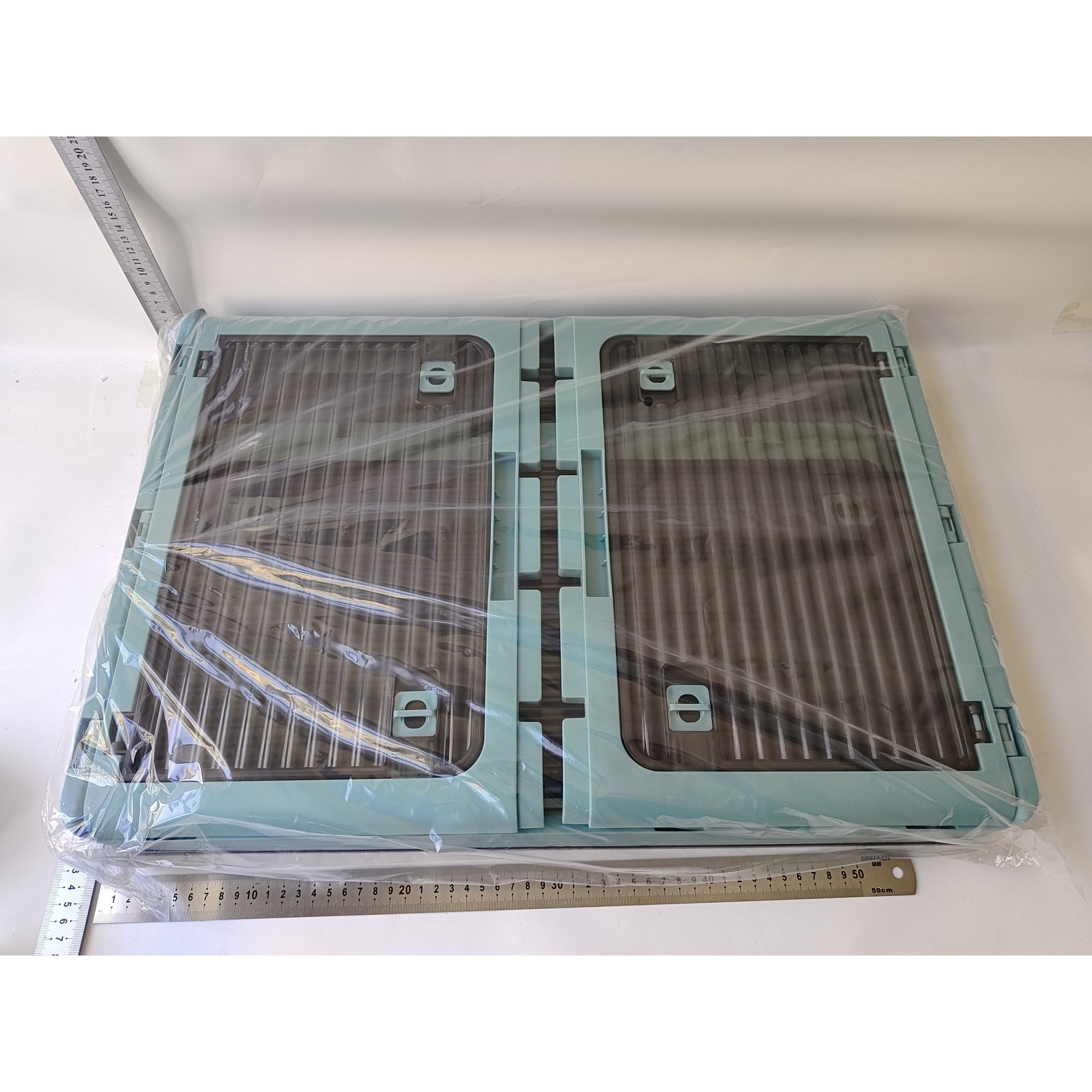 Cutie de depozitare pliabila, Flippy, Cu capac, 85 L, Plastic, 60x42x34 cm, Albastru-5