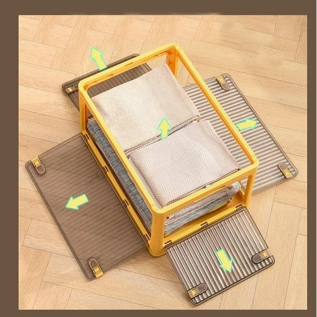 Cutie de depozitare pliabila, Flippy, Cu capac, 85 L, Plastic, 60x42x34 cm, Portocaliu-3