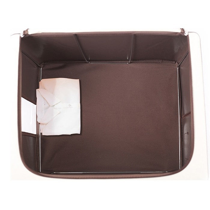 Cutie de Depozitare Pliabila, Flippy, Cu Fereastra si Fermoar Dublu, 66 L, Textil Premium, 50x40x33 cm, Cadru Metalic, Impermeabila, Maro-5