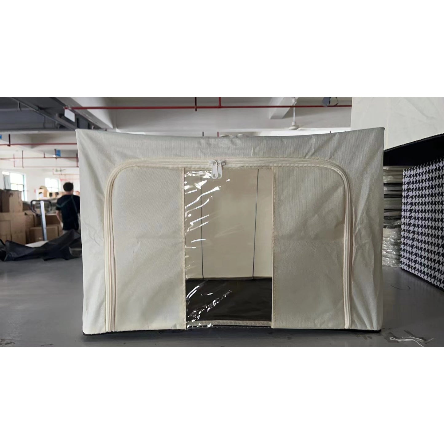 Cutie de depozitare pliabila, Flippy, Cu fermoar, 100 L, Textil, 60x42x40 cm, Cadru Metalic, Suport Baza Stabil din P-Bejlastic,-0
