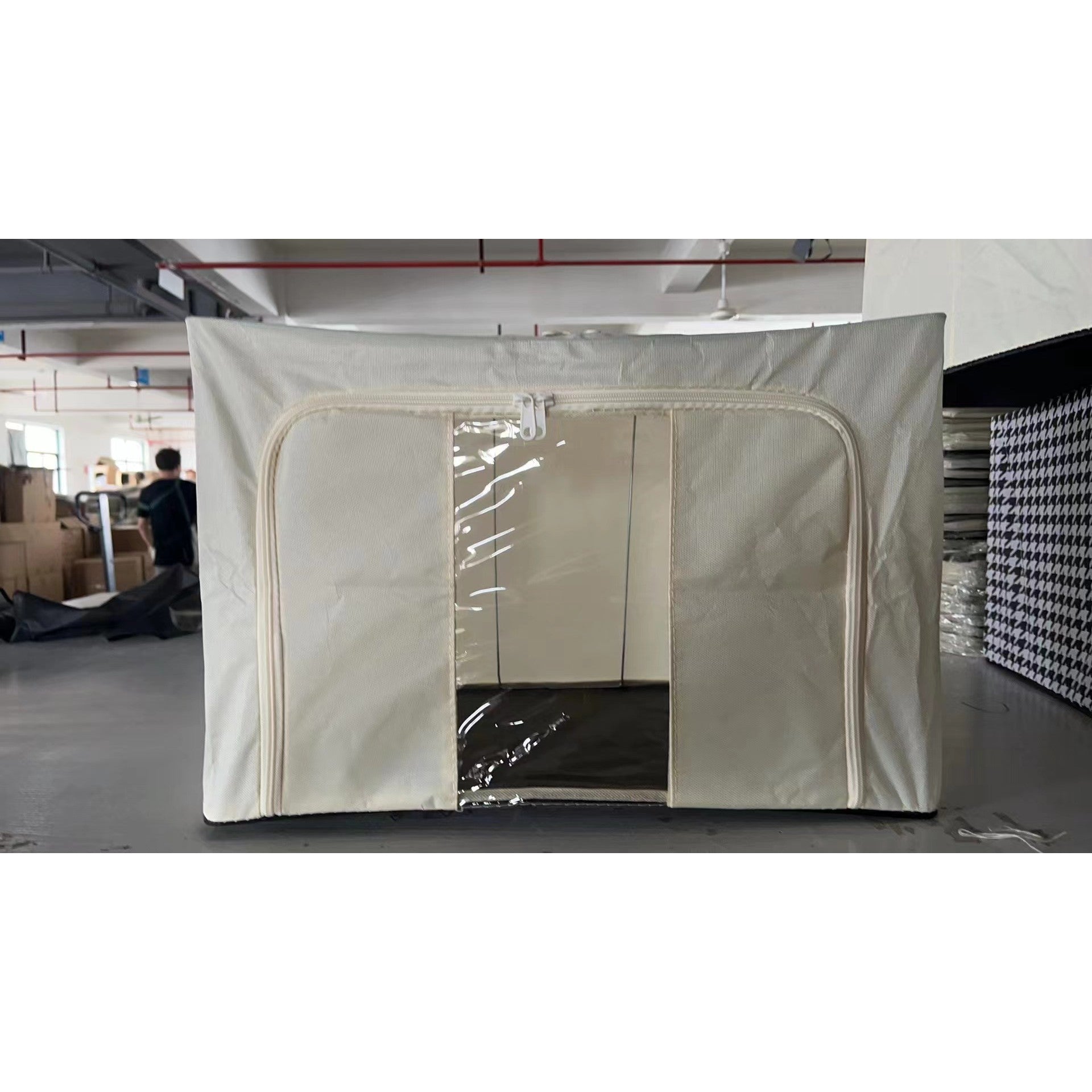 Cutie de depozitare pliabila, Flippy, Cu fermoar, 100 L, Textil, 60x42x40 cm, Cadru Metalic, Suport Baza Stabil din P-Bejlastic,-0