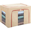 Cutie de depozitare pliabila, Flippy, Cu fermoar, 100 L, Textil, 60x42x40 cm, Cadru Metalic, Suport Baza Stabil din Plastic, Crem cu Doua Ferestre-0