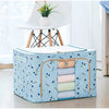 Cutie de Depozitare Pliabila, Flippy, 100 L, din Tesatura Oxford, 60x42x40 cm, Fereastra Frontala, 2 Usi de Acces cu Fermoar Bidirectional, Cadru Metalic, Suport Baza Stabil din Plastic, Imprimeu Cirese, Albastru-0