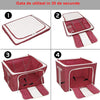 Cutie de Depozitare Pliabila, Flippy, cu Fermoar, 100 L, Textil, 60x42x40 cm, O Fereastra, Cadru Metalic, Suport Baza Stabil din Plastic, imprimeu punctat, Rosu-0