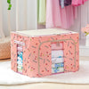 Cutie de Depozitare Pliabila, Flippy, 24 L, Panza Oxford, 40x30x20 cm, Fereastra Frontala, 2 Usi de Acces cu Fermoar Bidirectional, Cadru Metalic, Suport Baza Stabil din Plastic, Imprimeu Cirese, Roz-0
