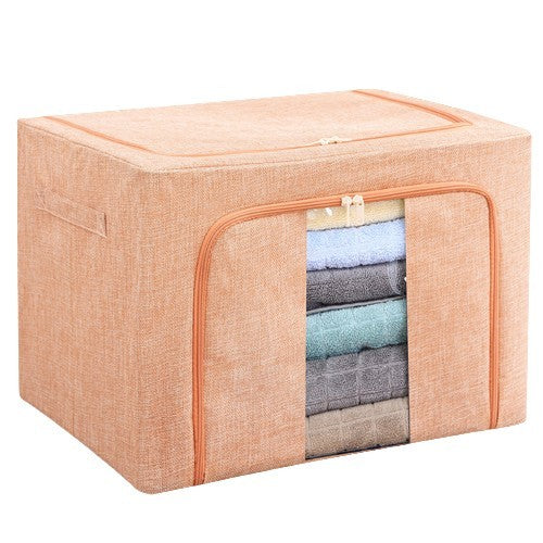 Cutie de depozitare pliabila, Flippy, Cu fermoar, 66 L, Textil, 50x40x33 cm, Cadru Metalic, Suport Baza Stabil din Plastic, Roz pudrat, model 2-2
