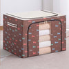 Cutie de Depozitare Pliabila, Flippy, 66 L, din Tesatura Oxford, 50x40x33 cm, Fereastra Frontala, 2 Usi de Acces cu Fermoar Bidirectional, Cadru Metalic, Suport Baza Stabil din Plastic, Imprimeu Catelusi, Maro-0