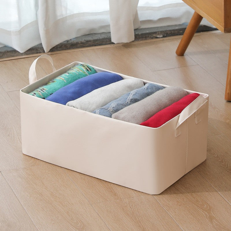 Cutie de Depozitare Tip Cos, Flippy, Material Piele Ecologica, Pliabila, 47x28x20 cm, 26 l, Cadru Metalic, cu Manere, Bej-4