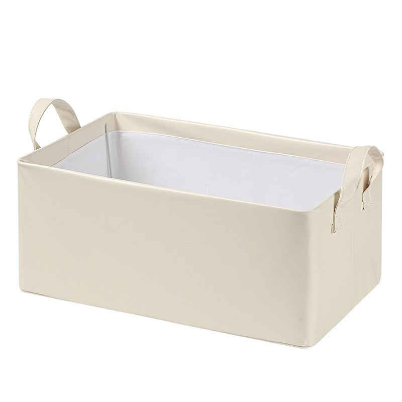 Cutie de Depozitare Tip Cos, Flippy, Material Piele Ecologica, Pliabila, 47x28x20 cm, 26 l, Cadru Metalic, cu Manere, Bej-9