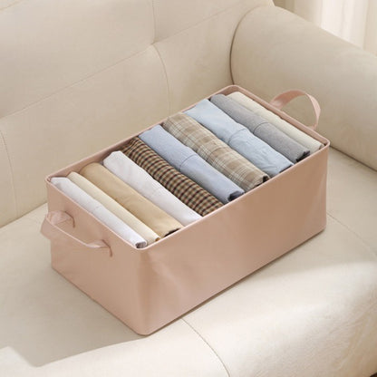 Cutie de Depozitare Tip Cos, Flippy, Material Piele Ecologica, Pliabila, 47x28x20 cm, 26 l, Cadru Metalic, cu Manere, Roz-2