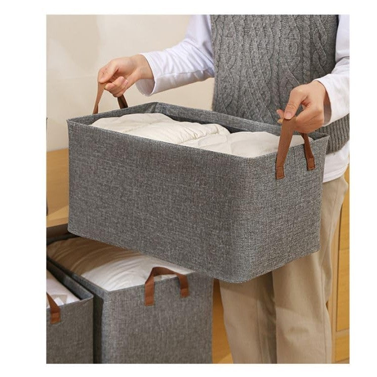 Cutie de Depozitare Tip Cos, Flippy, Material Textil, Pliabila, 47x28x20 cm, 35 l, Cadru Metalic, cu Manere, Maro-2