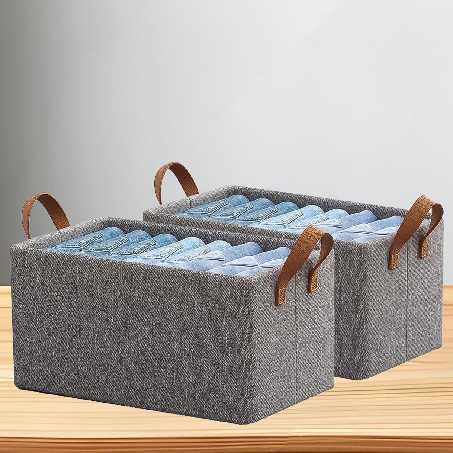 Cutie de Depozitare Tip Cos, Flippy, Material Textil, Pliabila, 47x28x20 cm, 35 l, Cadru Metalic, cu Manere, Maro-6