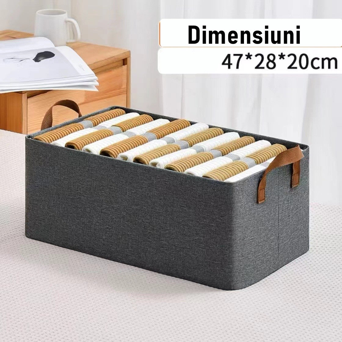 Cutie de depozitare tip cos, Flippy, textil, pliabila, 47x20x28 cm, cadru metalic, cu manere, gri-3