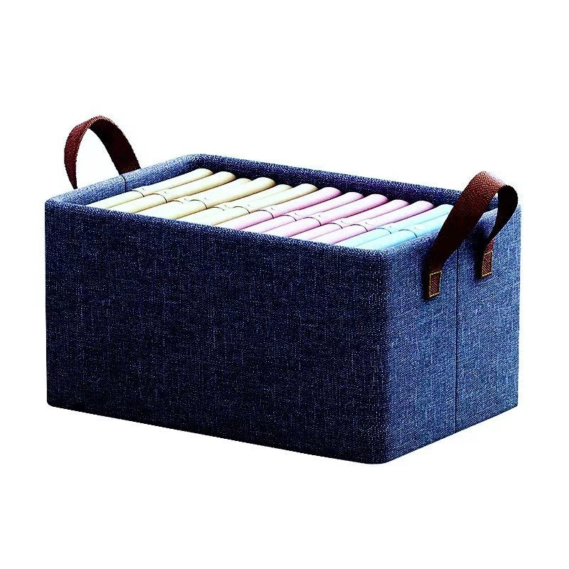 Cutie de depozitare tip cos, Flippy, textil, pliabila, 47x20x28 cm, se poate spala, cu manere, albastru-2