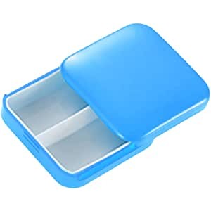 Cutie depozitare medicamente, 2 compartimente, Glisanta, Albastru, Patrata, Flippy, Inchidere etans-4
