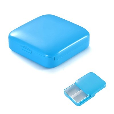 Cutie depozitare medicamente, 2 compartimente, Glisanta, Albastru, Patrata, Flippy, Inchidere etans-5