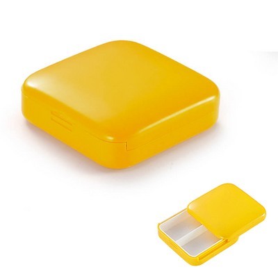Cutie depozitare medicamente, 2 compartimente, Glisanta, Galben, Patrata, Flippy, Inchidere etans-3