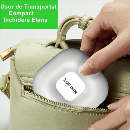 Cutie Depozitare Medicamente, Flippy, 4 Compartimente, Inchidere Etans, Portabila, Patrat, Alb/Gri, PP, 7.6x2.9x7.8 cm-1