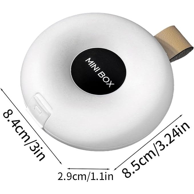 Cutie Depozitare Medicamente, Flippy, 6 Compartimente, Inchidere Etans, Portabila, Rotund, Alb/Negru, PP, 8.4x2.9x8.5 cm-3